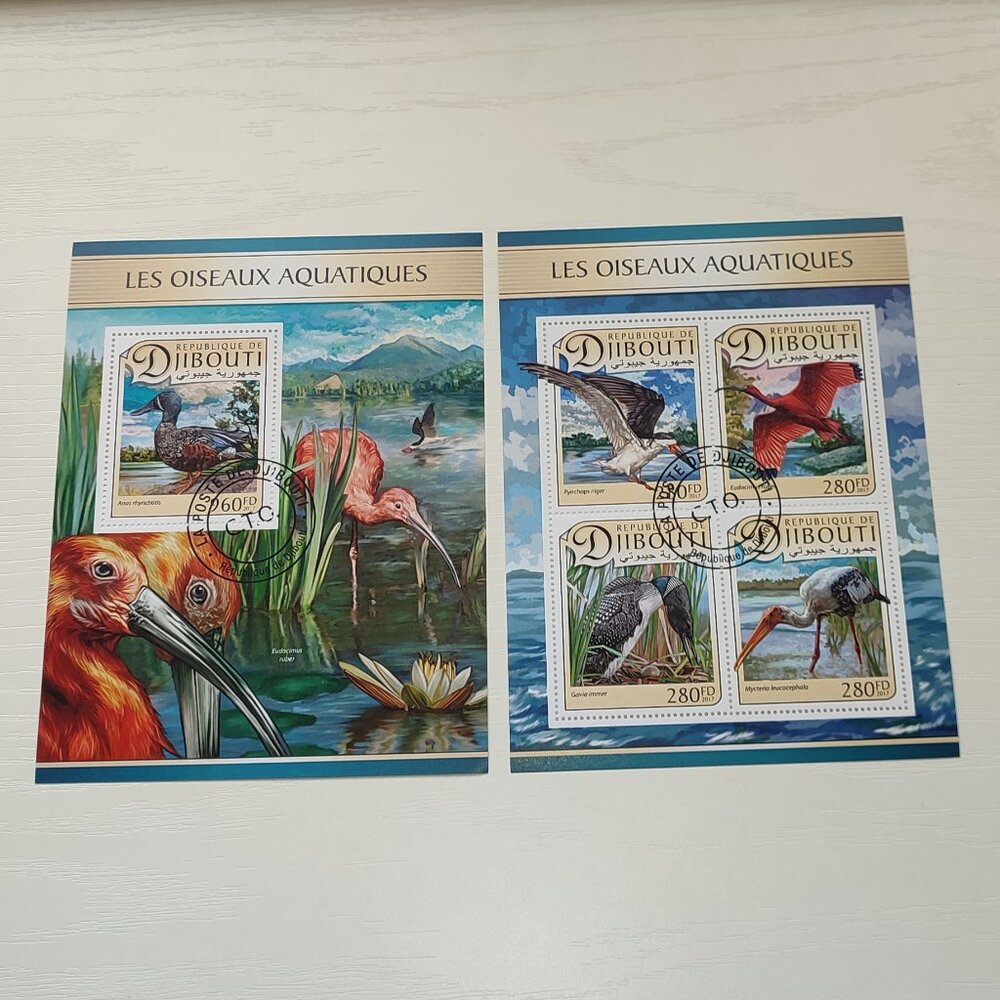 Academia Set 2 Stamp Souvenir Sheets Birds Nature Collectible Djibouti 2017